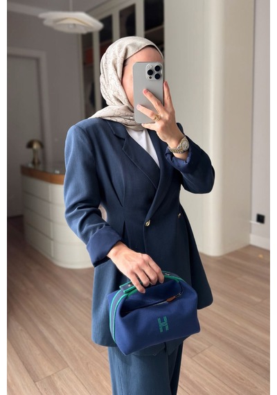 Ka Hijab Kruvaze Kesim Ceket & Pantolon Takım - Lacivert