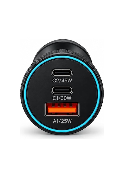 Hp-ad01 105w Gan 3 Portlu Araç İçi Hızlı Şarj Cihazı 2x Type-c + Usb-a Çakmaklık Şarj Adaptörü