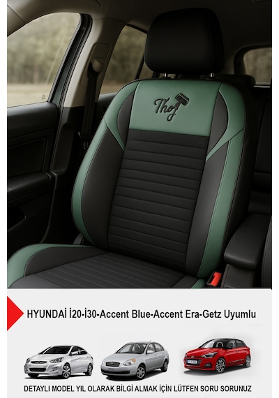 Thor Tay Tüyü Oto Koltuk Kılıfı Hyundai İ20-i30-accent-blue-era-getz Uyumlu Yeşil