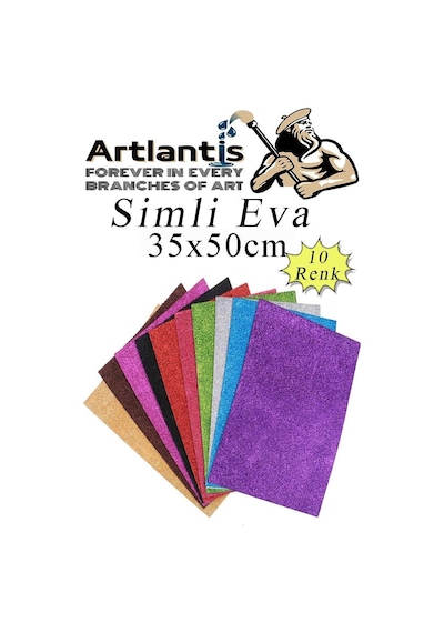 Simli Eva 35x50 Cm 10 Renk 1 Paket Simli Eva Süngeri 10'lu Okul Kreş Anasınıfı Elişi Etkinlikleri