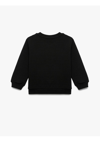 Koton Uzun Kollu Bisiklet Yaka Basic Sweatshirt Siyah 7wmb10015tk