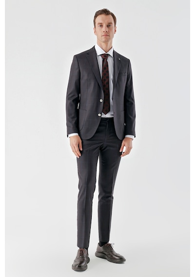 Morven Erkek Mürdüm Poliviskon Trend Ekoseli Slim Fit Mono Yaka Takım Elbise Mürdüm Morven Erkek Mürdüm Poliviskon Trend Ekoseli Slim Fit Mono Yaka Takım Elbise Mürdüm