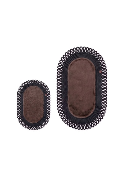 Banyo Paspası Takımı 60x100+40x60 Cm Dış Trikot Mouss Kahve & Siyah Kahve - Siyah