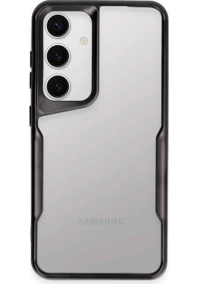 Samsung Galaxy Uyumlu  A34 Kılıf Metal Çerçeve Görünümlü Kırılmaz Boyi Kapak Siyah