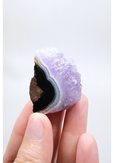 Ametist Agat Serbest Form, Lavanta Drus Kristal Taç, Jet Siyah & Beyaz Kale Bandı, 20g
