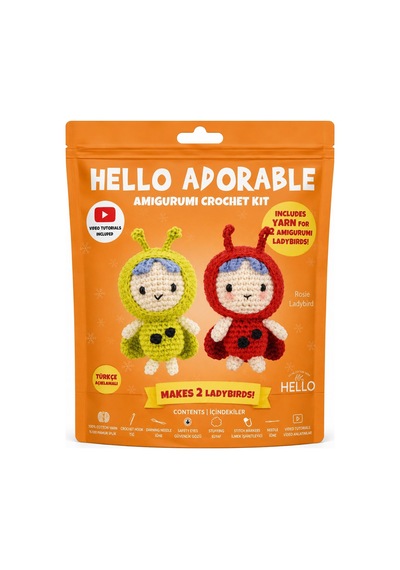 Bakgelal Hello Adorable Uğur Böceği Amigurumi Yapım Kiti, 2'li Bff Crochet Seti