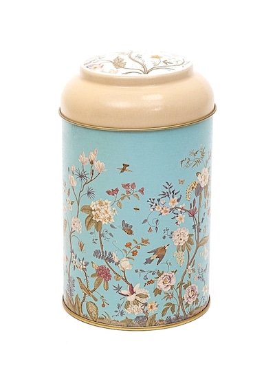 Botanica Blue Desenli Yuvarlak Metal Kutu, 10.5 X 15 Cm, 1.1 Lt