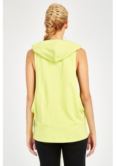 Maraton Active Regular Kadın Kapşonlu Kolsuz Gym Neon Sarı Atlet 17503-Neon Sarı
