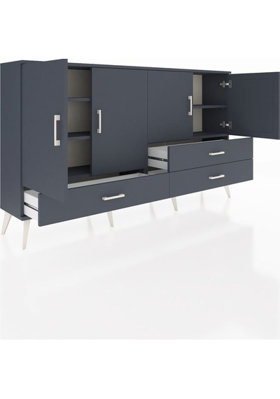 Arges Konsol 5 Raflı 3 Çekmeceli 4 Kapaklı 176x30x99 Antrasit-ant Antrasit-antrasit Arges Konsol 5 Raflı 3 Çekmeceli 4 Kapaklı 176x30x99 Antrasit-ant Antrasit-antrasit