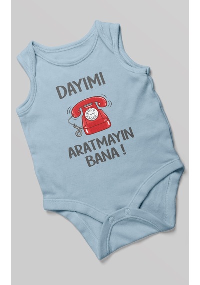 Morivokids Dayımı Aratmayın Bana Sıfır Kollu Bebek Zıbını %100 Pamuk Bebe Mavisi