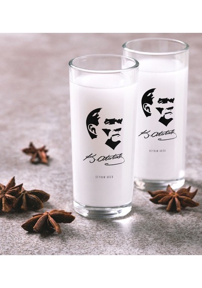 Kişiye Özel Renkli Baskılı Atatürk Temalı İkili Rakı Bardağı Seti-24