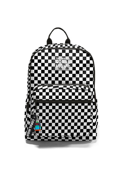 Coral High Siyah Beyaz Dama Desenli Okul Sırt Çantası 23677 Siyah - Beyaz