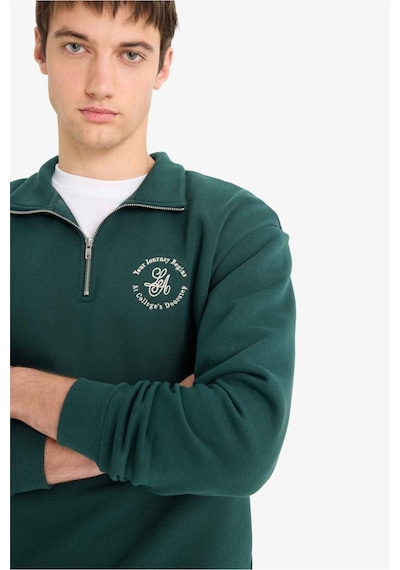 Defacto Boxy Fit Dik Yaka Fermuarlı Baskılı Sweatshirt E9416ax25augn536 Yeşil Defacto Boxy Fit Dik Yaka Fermuarlı Baskılı Sweatshirt E9416ax25augn536 Yeşil