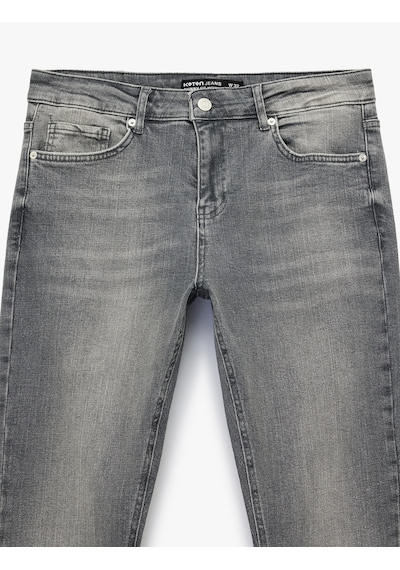 Koton Normal Bel Pamuklu Cepli Skinny Fit Jean Pantolon - Michael Jean Gri 6sam40016nd Gri