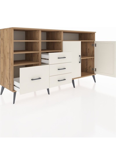 Kronos Konsol 7 Raflı 4 Çekmeceli 2 Kapaklı 176x59x99 Çam-aytaşı Çam-aytaşı