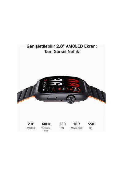 Aukey SW-1U-GY Smart Watch 1 Ultra 2" Amoled Ekran Ip67 Akıllı Saat (Distribütör Garantili)