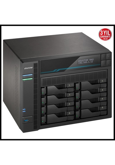 Asustor As6508t, 8gb Ddr4 Ram, 8 Yuvalı 8x22tb Destek , 2xm.2 Nvme Pcı-e, 2x10gbe, 2x2.5gbe Network