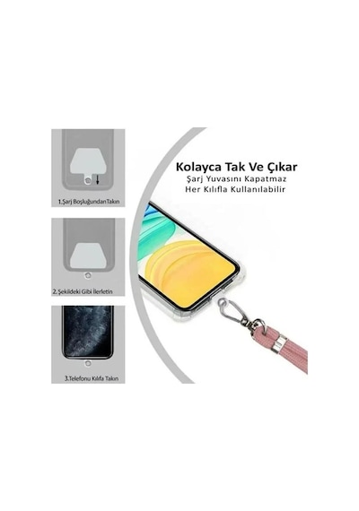 Mavi Taşlı Telefon Bilek Askısı Kristal Taşlı Şık El Askısı