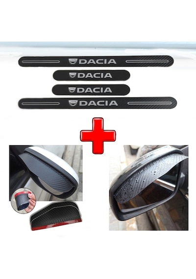 Dacia Dokker Uyumlu Carbon Kapı Eşiği + Ayna Yağmur Koruyucu (552939632)