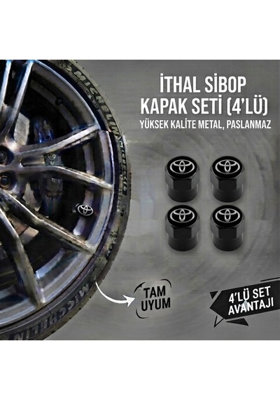 Toyotta Grubu İle Uyumlu Alüminyum Altıgen Sibop Kapak Seti Siyah - İthal Sibop Kapağı 4lü Set