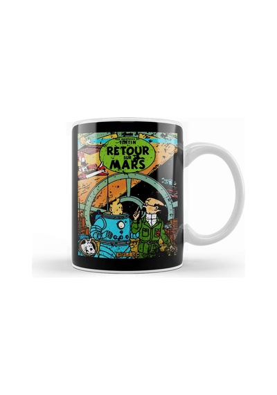 The Adventures Of Tintin Retour Sur Mars Vintage Style Cover Kupa Bardak Porselen Karışık