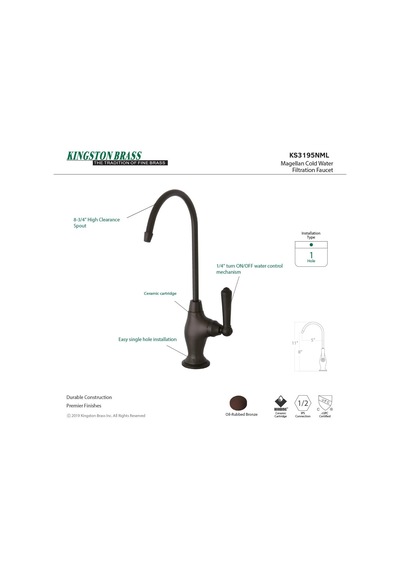 Ks3195nml Magellan Design 1/4 Turn Water Filter Faucet, Oil Rubbed Bronze