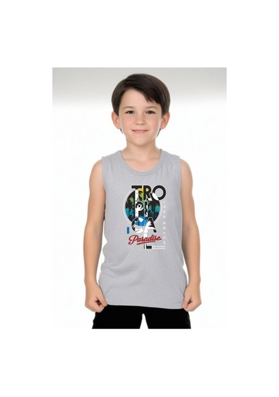 Fyk Kids Erkek Çocuk Tropical Baskılı Alt-üst Takım Gri