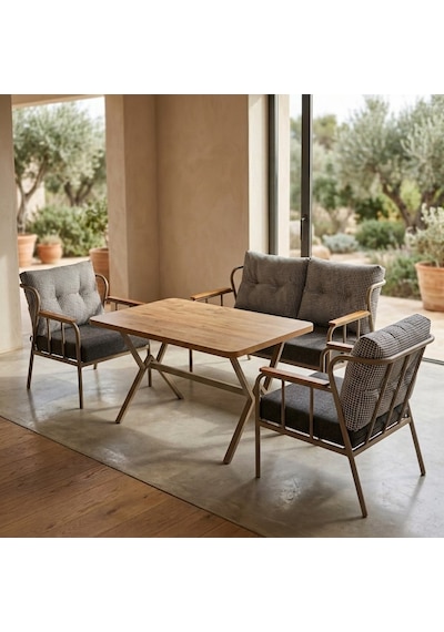 Paris 2+1+1+ 70x120 Ceviz Desenli Masa Metal Balkon Takımı Keten Dokulu Kumaş Cappuccino Metal - Bahçe Teras Oturma Gr Gri - Antrasit Paris 2+1+1+ 70x120 Ceviz Desenli Masa Metal Balkon Takımı Keten Dokulu Kumaş Cappuccino Metal - Bahçe Teras Oturma Gr Gri - Antrasit