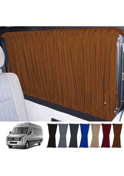 Pandami Volkswagen Crafter 1.nesil Uzun Şase 2006-2016 Uyumlu Taba Raylı Oto Perde Takımı