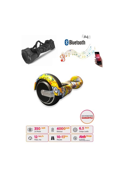 Citymate Hoverboard 6.5 inch Elektrikli Kaykay Scooter Full Ledli Bluetooth Hoparlörlü Çanta Hediye D08