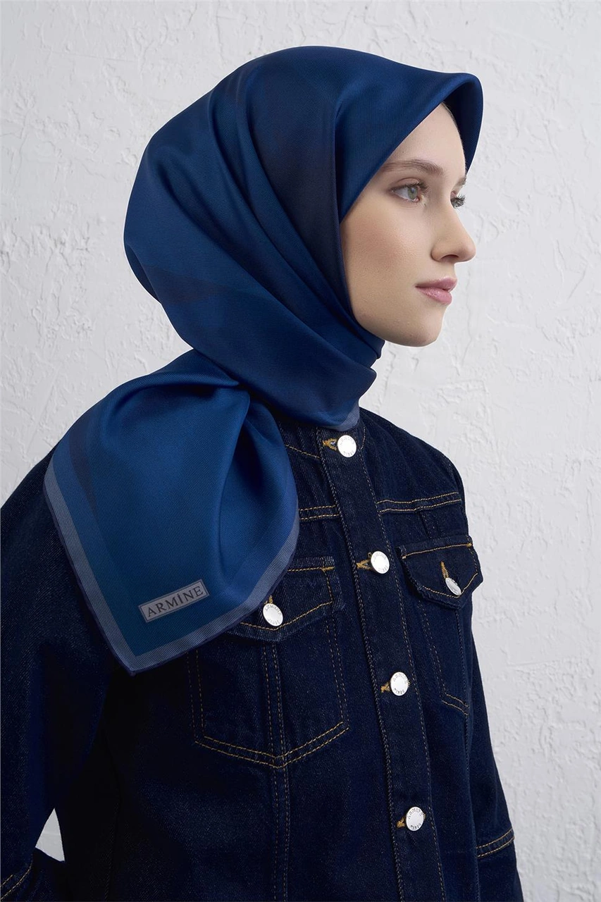 Armine Saf İpek Sura Eşarp 9402d 83 Mavi
