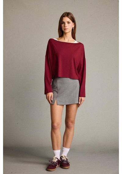 Defacto Regular Fit Kayık Yaka Modal Sweatshirt G3333ax25wnbr229 Bordo
