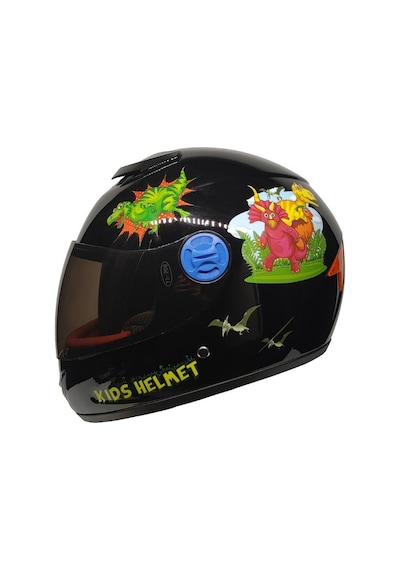 M201vr Dino Black Motosiklet Çocuk Kaskı Full Face Kids Kask Çok Renkli