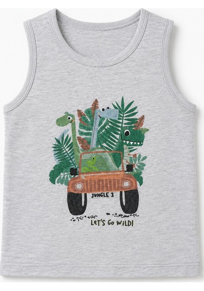 Babyhola Erkek Bebek Pamuk Atlet Şort Takım Yazlık Dinozor Desenli 2 Li Takım 3562 İndigo