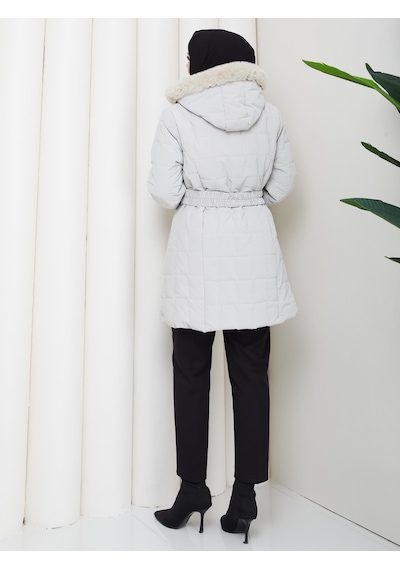Eslemnur Nova Kumaş Şişme Mont 85cm Krem