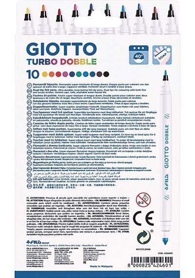 Giotto Turbo Dobble Çift Uçlu Keçe Uçlu Kalem 10'lu