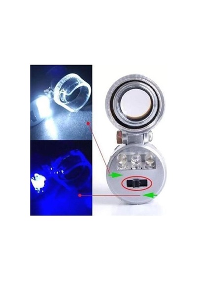 60x Mini Cep Mikroskop Led+uv Işık Kuyumcu Antikacı Büyüteç 9882
