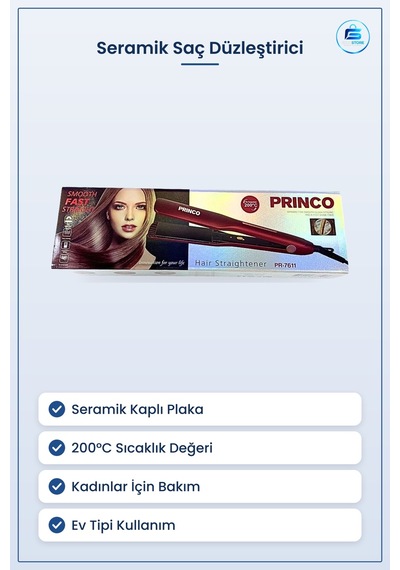 Saç Düzleştirici Seramik Kaplı C Sıcaklık Ayarlı Kadın Bakım Ütü