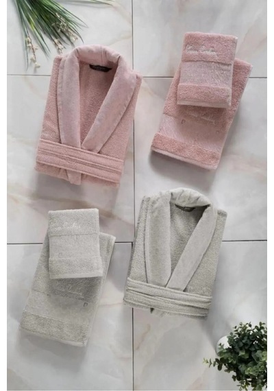 Aile Bornoz & Havlu Seti L1.pc.004.12.c17 Deco Rose - Bej