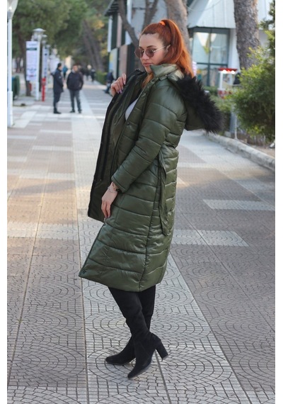 Toridas Günlük Kışlık Tam Boy Şişme Kadın Mont Bt180haki3 001