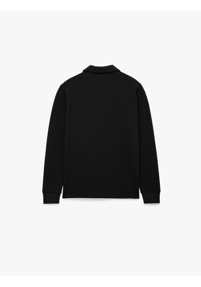 Koton Uzun Kollu Yarım Fermuarlı Polo Yaka Sweatshirt Siyah 7wam70010mk