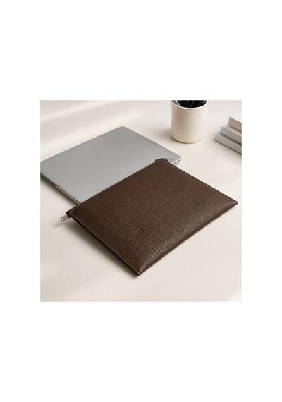 Zipcase 36x26 Cm Kalın Suni Deri Çift Dikişli Fermuarlı Laptop Ve Evrak Çantası Kahverengi Kahverengi