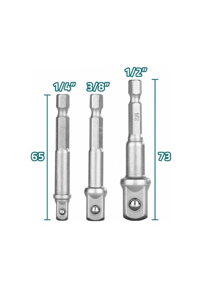 3 Lü Hex Elektrikli Matkap Bit Sürücü Soket 1/4 "3/8" 1/2 "soket Bit Adaptörü Matkap Somun Anahtarı