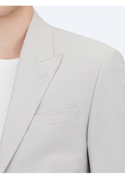 Kip Açık Gri Düz Slim Fit Takım Elbise Açık Gri