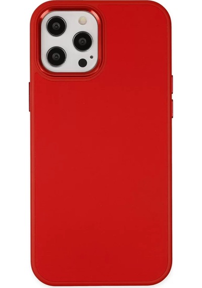 Newface Apple İphone 12 Pro Max Kılıf Asya Deri Silikon - Kırmızı