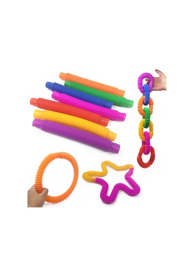 Peluş Oyuncaklar Boru Oyuncak - 6'lı Set - Rengarenk - Plastik Sarı
