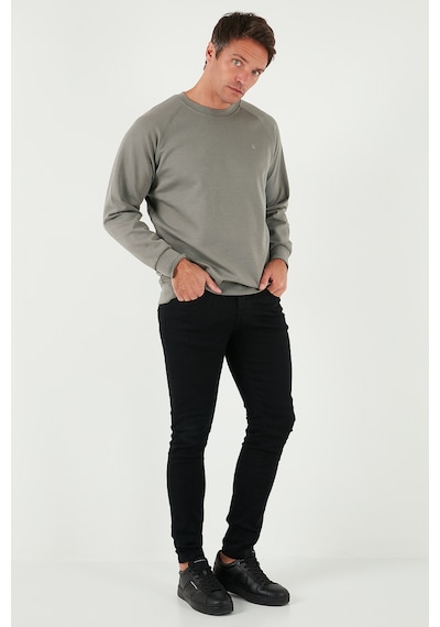Buratti Streç Pamuklu Relaxed Fit Bisiklet Yaka Erkek Sweat 5901210 Açık Haki