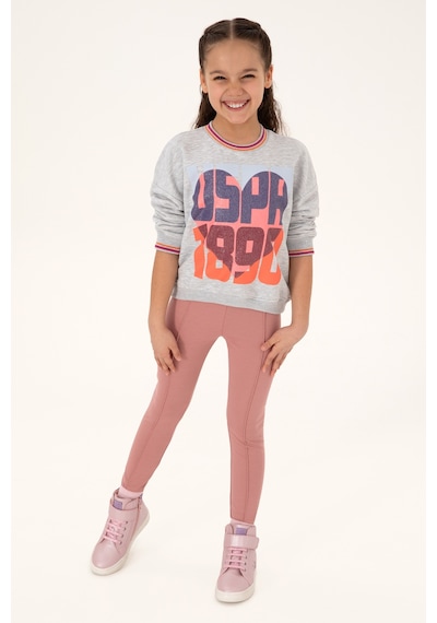 U.s. Polo Assn. Kız Çocuk Açık Gri Melanj Sweatshirt 50317900-vr091 Acık Grı Melanj