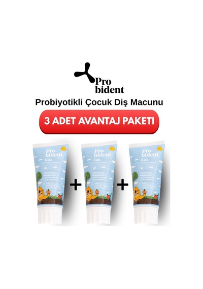 Çocuk Diş Macunu Doğal Florürsüz Şeftali Aromalı Aktif Probiyotik Çürük Önleyici - 3'lü Paket