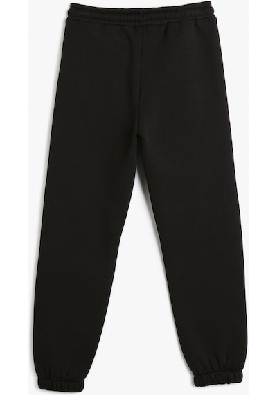 Koton Jogger Eşofman Altı Fermuar Detaylı Şardonlu Pamuklu Siyah 4wkb40227tk 4WKB40227TK999 Siyah